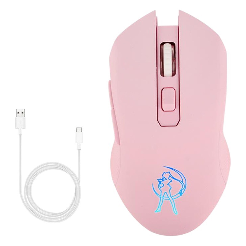 Ratón inalámbrico recargable silencioso de 2.4G con receptor USB, color rosa brillante, para computadora.