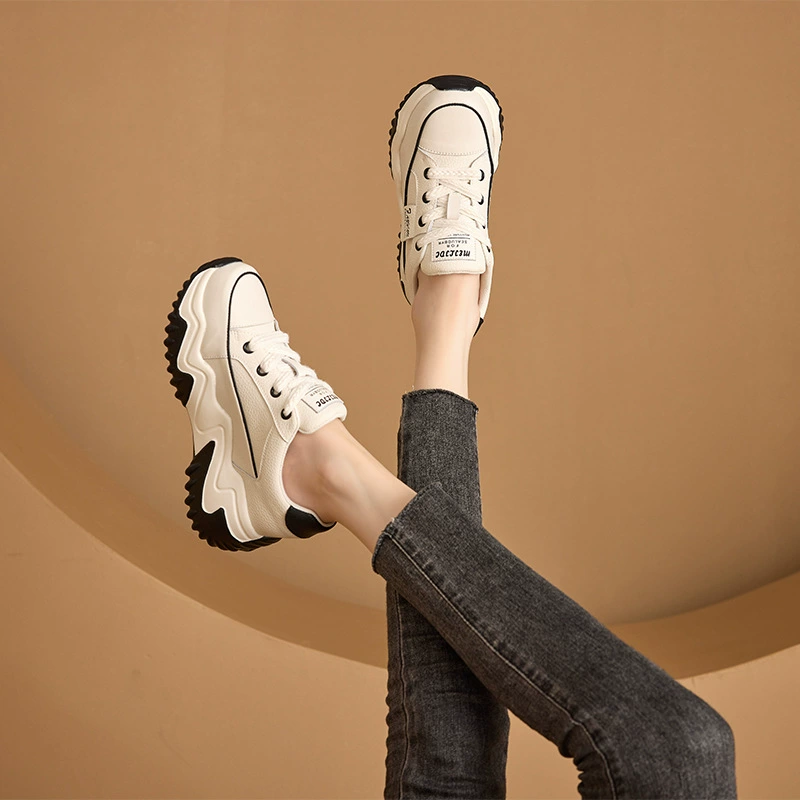 3233 Маленькие туфли из натуральной кожи Torre, женские маленькие белые туфли на шнуровке на толстой подошве, повседневная Студенческая обувь с цветными блоками в Корейском стиле