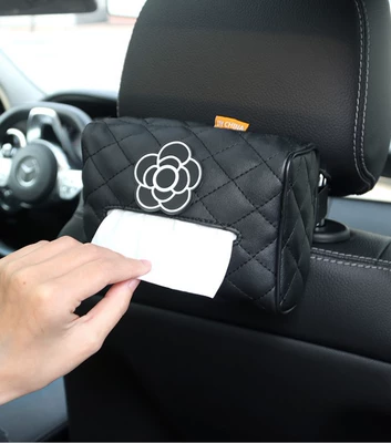 Car tissue box/set car paper bag car hanging - black-camellia