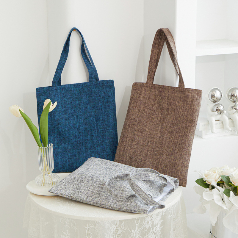 新しい厚手のリネンの両面のハンドバッグの純色の工芸バッグは学生の授業を受けます。|undefined
