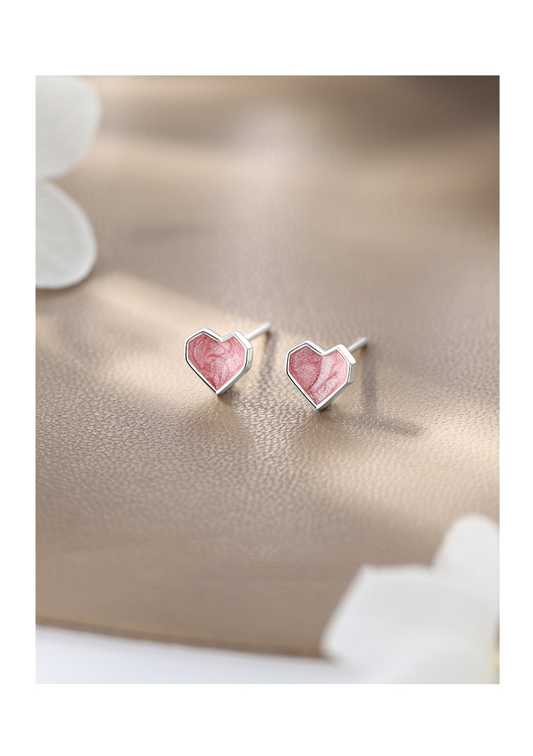 1 Pair Quantity 1 Pair 925 Sterling Silver 925 Sterling Silver Earrings Heart Shape Ear Studs