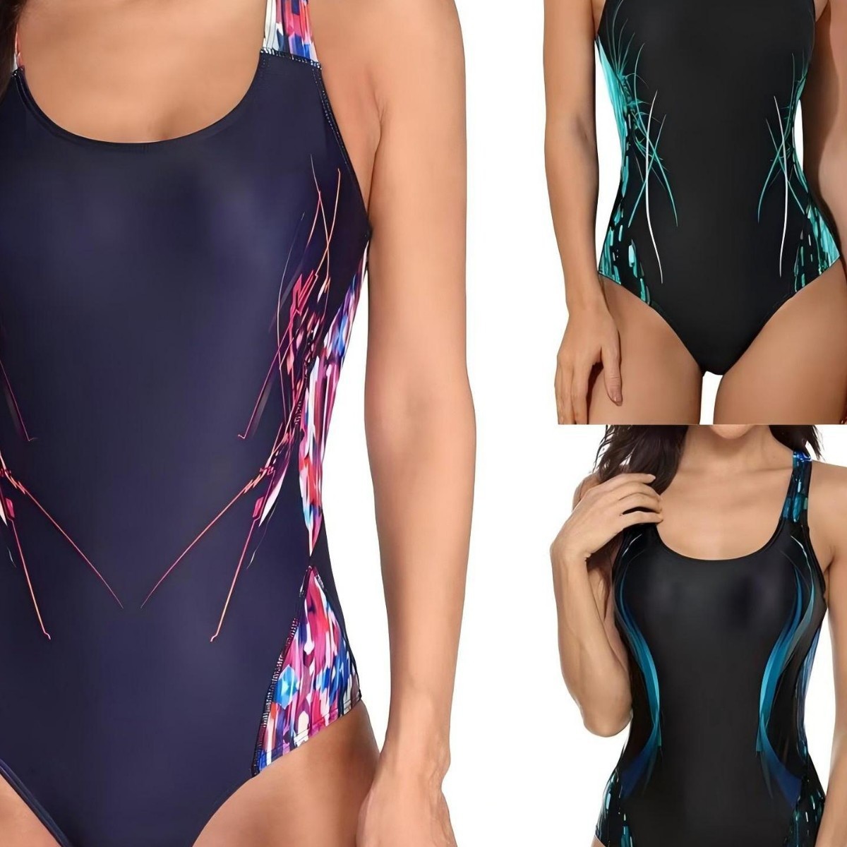 Cross-border 2025 Women's one-piece swimsuit racing tight-fit stitching sports swimming swimsuit triangle backless professional swimsuit