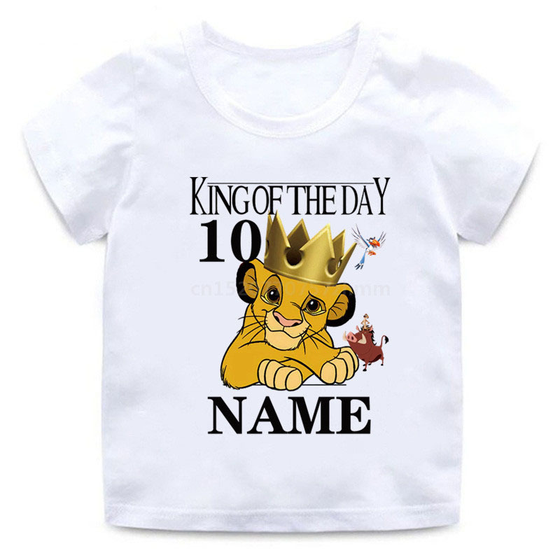 儿童生日T恤号码1-10岁狮子王卡通男孩T恤婴儿女孩上装有趣的童装