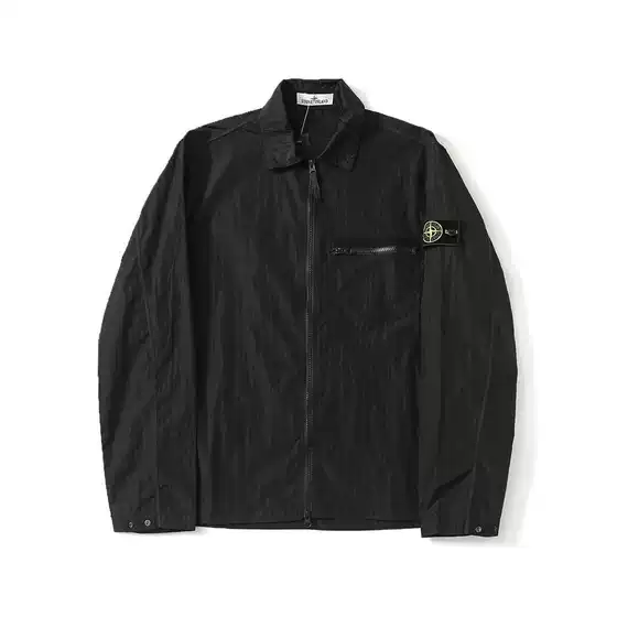 Stone Stone Brand Unisex Metal Nylon Solid Color Single Pocket Zipper Embroidered Patch Couple Style Jacket Casual