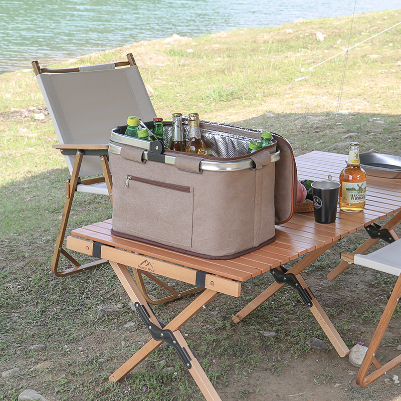 户外保温篮铝箔加厚野餐篮牛津布折叠野餐包升级款保温箱冰袋冰篮