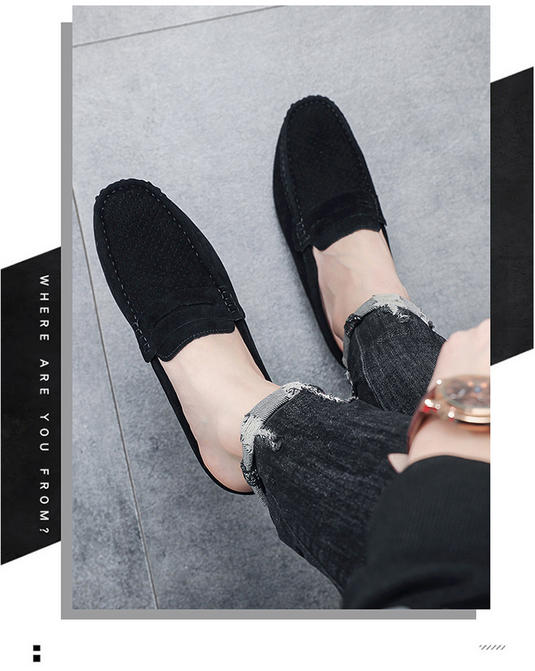 Men's loafers half support breathable closed toe slip-on loafers slip-on half slippers men's heel-free loafers men_voghion.com