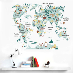 廠家跨境新款動物世界圖案MAP牆貼畫客廳臥室兒童房裝飾貼畫 A-48