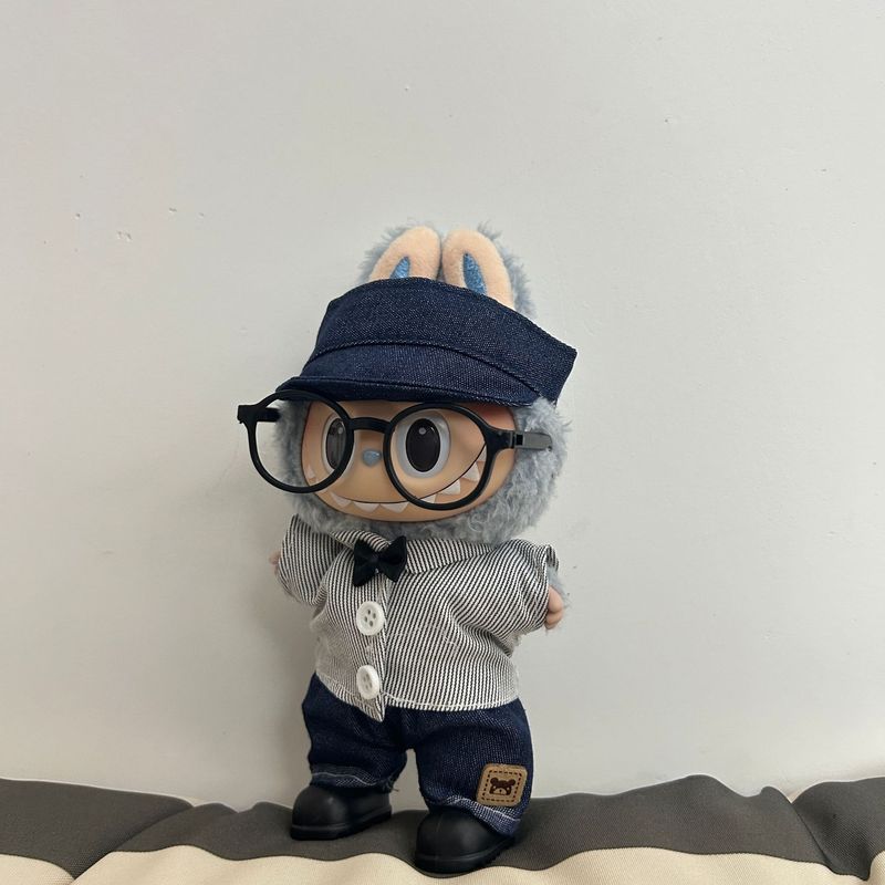 labubu娃衣条纹衬衫穿搭适用于17cm拉布布一二三代盲盒服饰换装|undefined