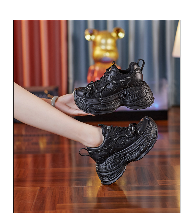 Giày sneaker nữ đế dày độn cao bên trong, phong cách thể thao thường ngày — Màu be chi tiết 12