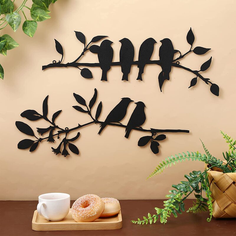 Metal Iron Bird Branch Silhouette Home Wall Decoration Kitchen Living Room Bathroom Wall Decoration Photography Props Crafts