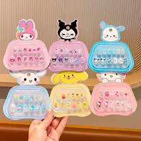 Детские наклейки для ногтей с героями мультфильмов Sanrio, детские носимые ногти, безопасные и нетоксичные водонепроницаемые наклейки для маникюра для маленьких девочек