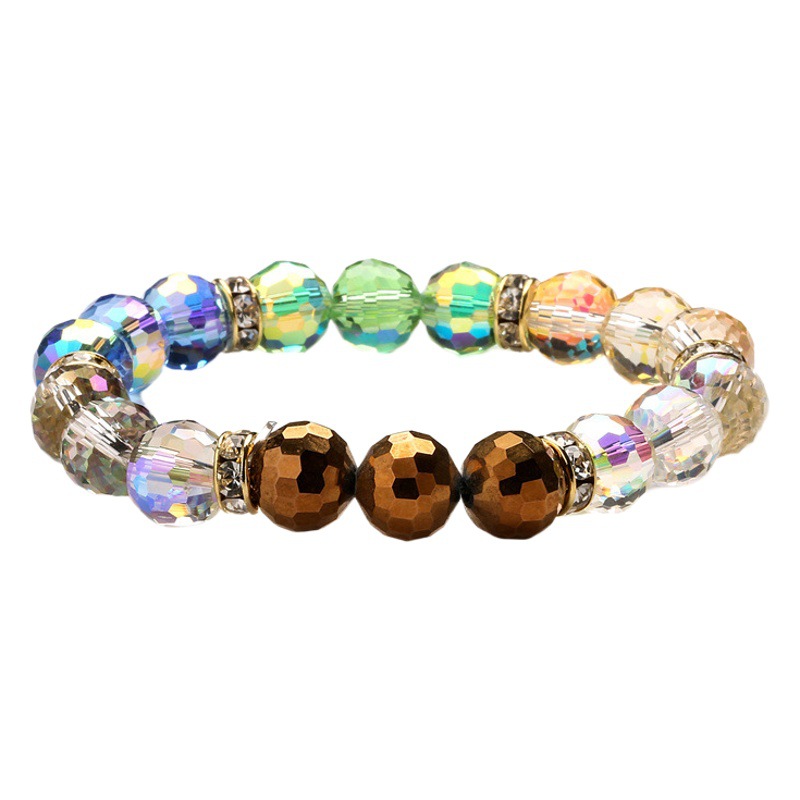 Estilo coreano Super brillante colorido cristal 96 granos de la superficie de la tierra 10MM superficie de corte de cristal multi-color pulsera de cuentas