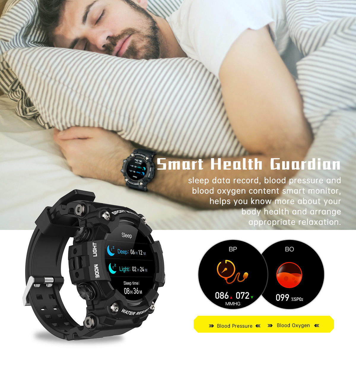 Nuovo orologio da uomo di vendita caldo T6 Tre prevenzione Sport all'aria aperta Smart Watch Full Circle IP68 da 1,28 pollici Impermeabile Modalità sportive multiple_voghion.com