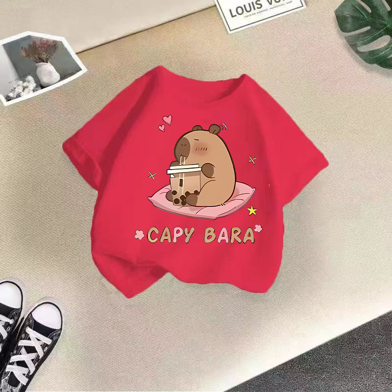 2025新型夏男女児童半袖アニメプリントtシャツ女子カジュアル上着国境を越えた子供服対外貿易ブーム