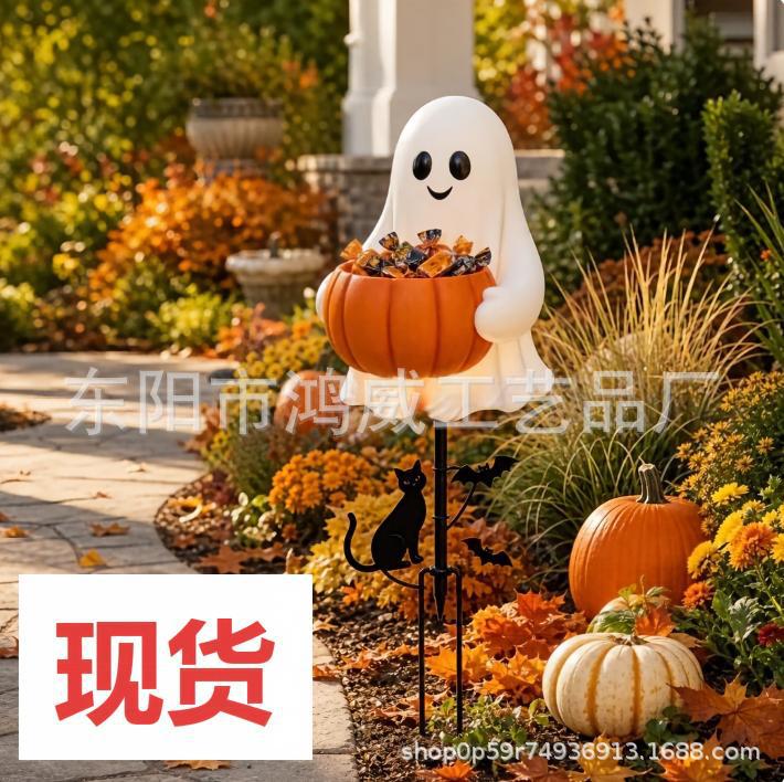 Estaca de Jardín de Fantasma Solar de Resina Sintética para Halloween