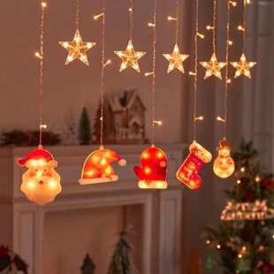 Christmas painted star and moon castle curtain lights girl's room bedroom atmosphere layout LED decorative flashing light string