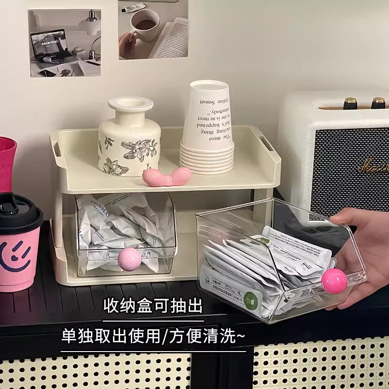 茶包收纳盒子桌面置物架三层茶叶咖啡零食办公室茶水间整理架现货|undefined