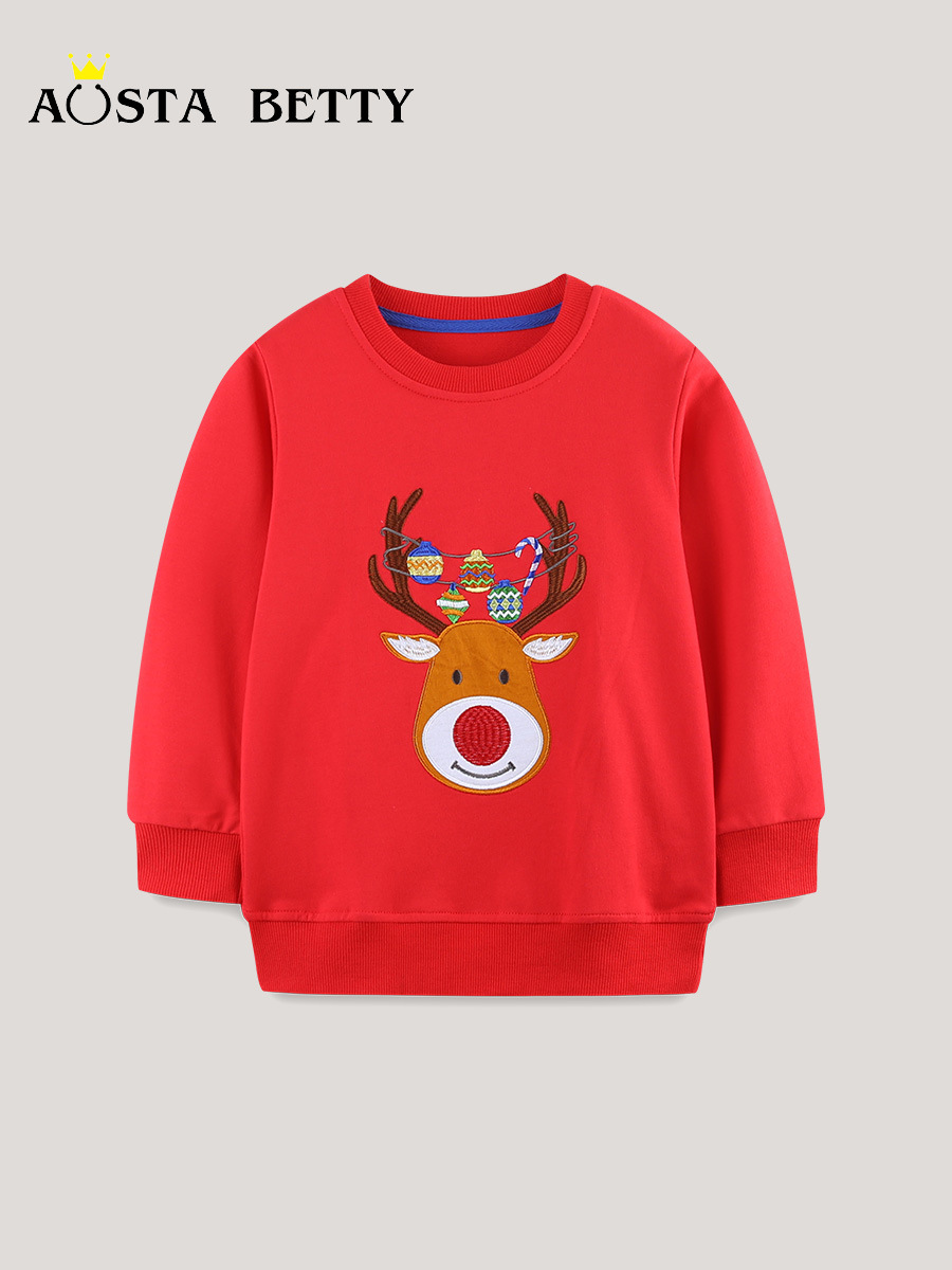 Estilo europeo y americano suéter de Navidad para niños otoño nuevo suéter para niños de manga larga suéter de punto de cuello redondo de algodón sudadera para niños image 1
