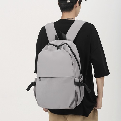 Fashionable Double Shoulder Bag for Men, Workwear Functional Travel Laptop Backpack, Solid Color Streetwear Trendy Brand, Simple University Student School Bag