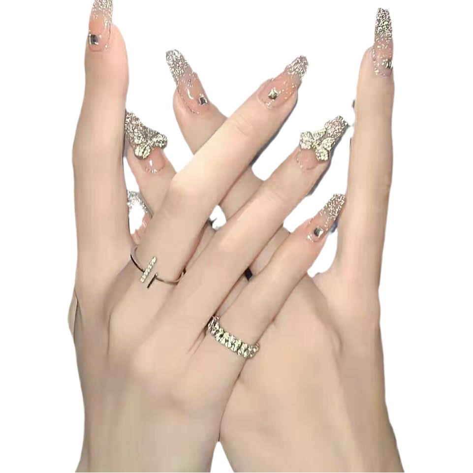 Nail patch wearable white nail piece mid-length fake nail patch removable Internet popular nail sticker