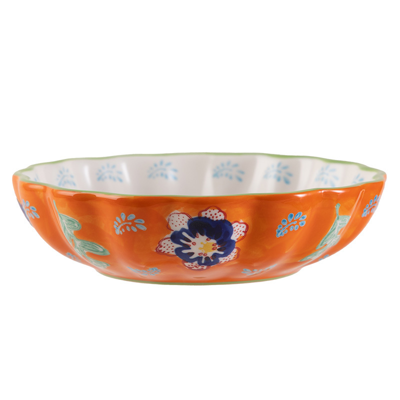 Plato de frutas de porcelana de cabello suelto pintado a mano nuevo tipo de mesa de té de sala de estar dulces plato de frutas secas plato de bocadillos plato de postre