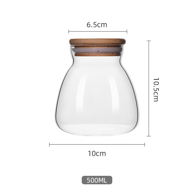 Tanque sellado de vidrio transfronterizo con tapa de bambú Tanque de almacenamiento de vidrio con alto contenido de borosilicato Tanque de almacenamiento de granos de café de grano integral de cocina image 7