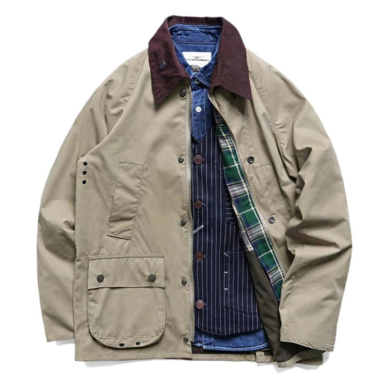 GDDQSDC británico retro caza desgaste libre de cera chaqueta de los hombres de primavera y otoño impermeable cazadora de ropa de trabajo chaqueta réplica BBRA
