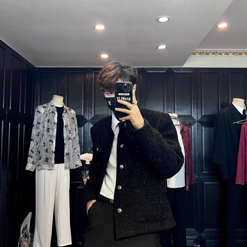 YIHANG [Spring Limit] Light Luxury Advanced Sense Shoulder Pad Gestazi Tweed Loose Jacket Jacket Male 92