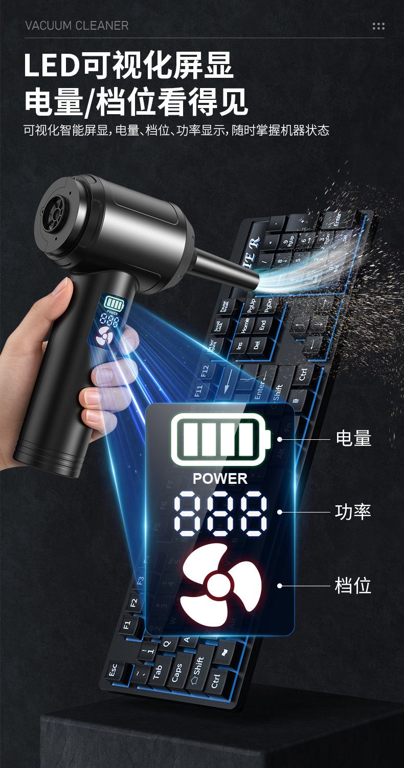 20Kpa Hurricane-Grade Car Vacuum Cleaner, High-Power Outdoor Household Vacuum Cleaner for Cleaning Debris, Hair, and Seat Crevices