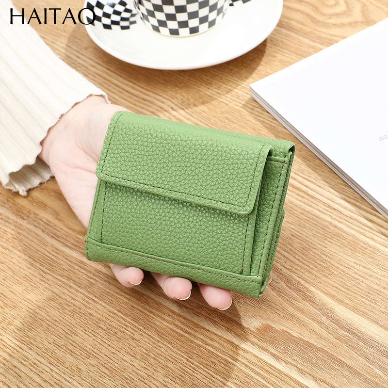 Nueva moda corta billetera de mujer estilo japonés tres plegables mini multi-tarjeta bolsa de tarjetas de tendencia gran capacidad