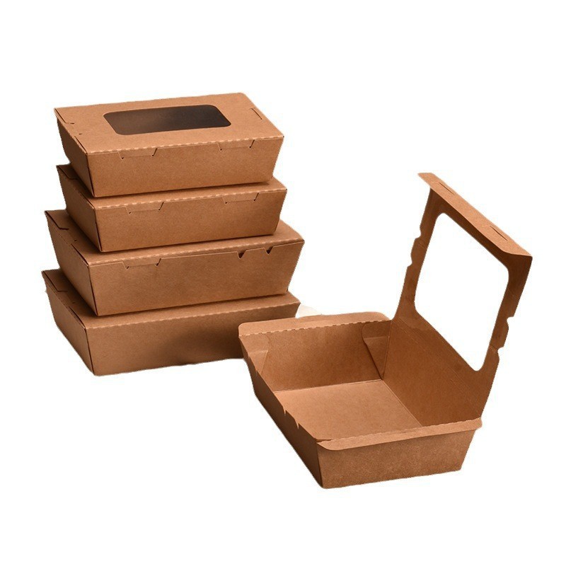 Ventana abierta a prueba de aceite película de rociado caja de comidas de cuero de vaca ensalada de sushi caja de embalaje desechable para llevar caja de embalaje image 3