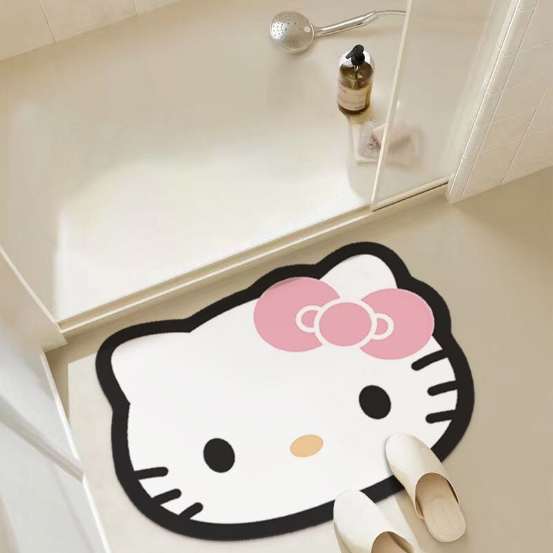 可爱凯蒂猫硅藻泥浴室吸水速干垫入户防滑门垫家用门口装饰脚垫|undefined