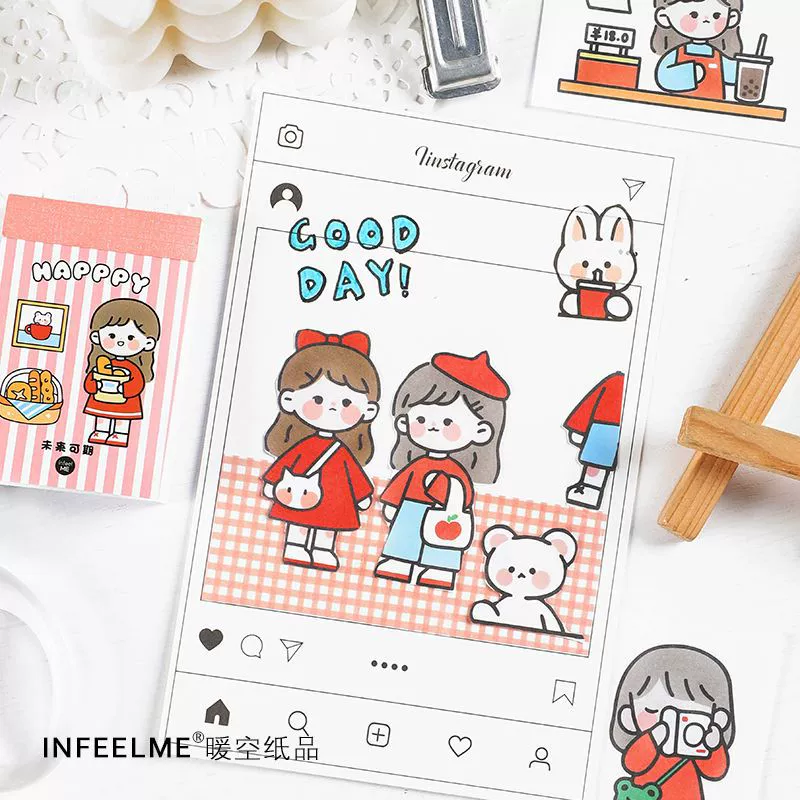Infeel.me и бумажная наклейка-paper маленький тёплый дневник серия мультфильм милый материал декоративные наклейки
