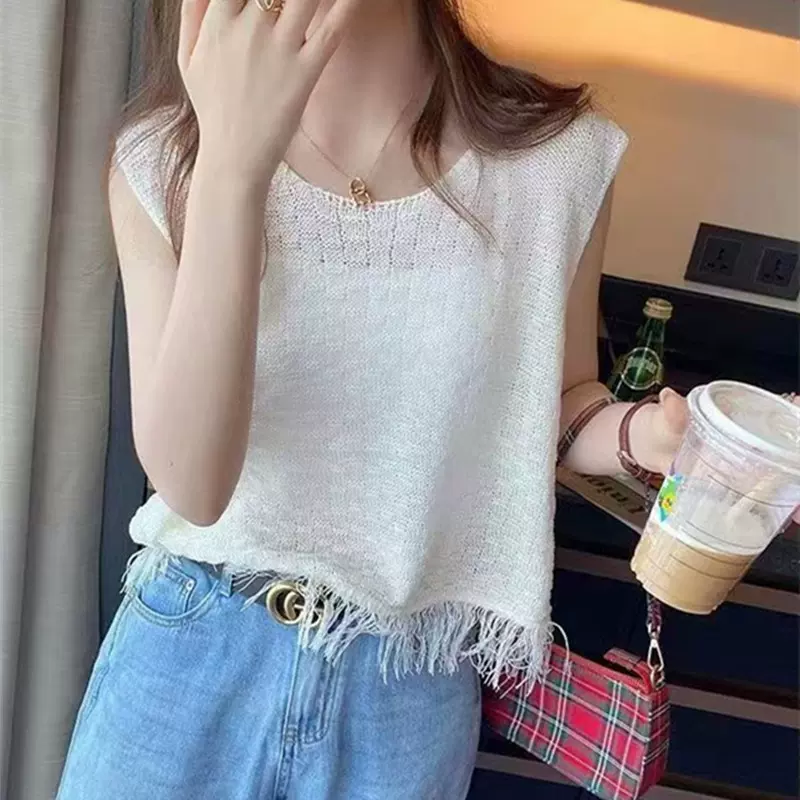 2025爆款外穿背心夏季女式宽松韩版甜美温柔风百搭女外穿马甲流苏