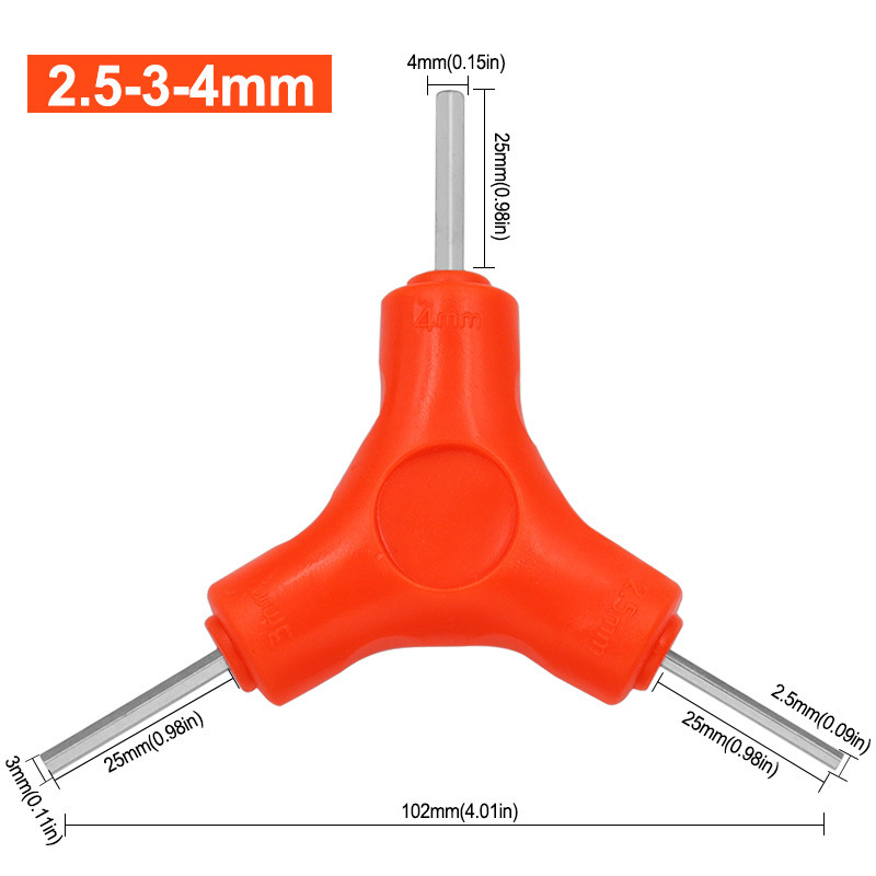 三叉内六角扳手Y型扳手多用三头扳手内六方六棱车自行车修理工具