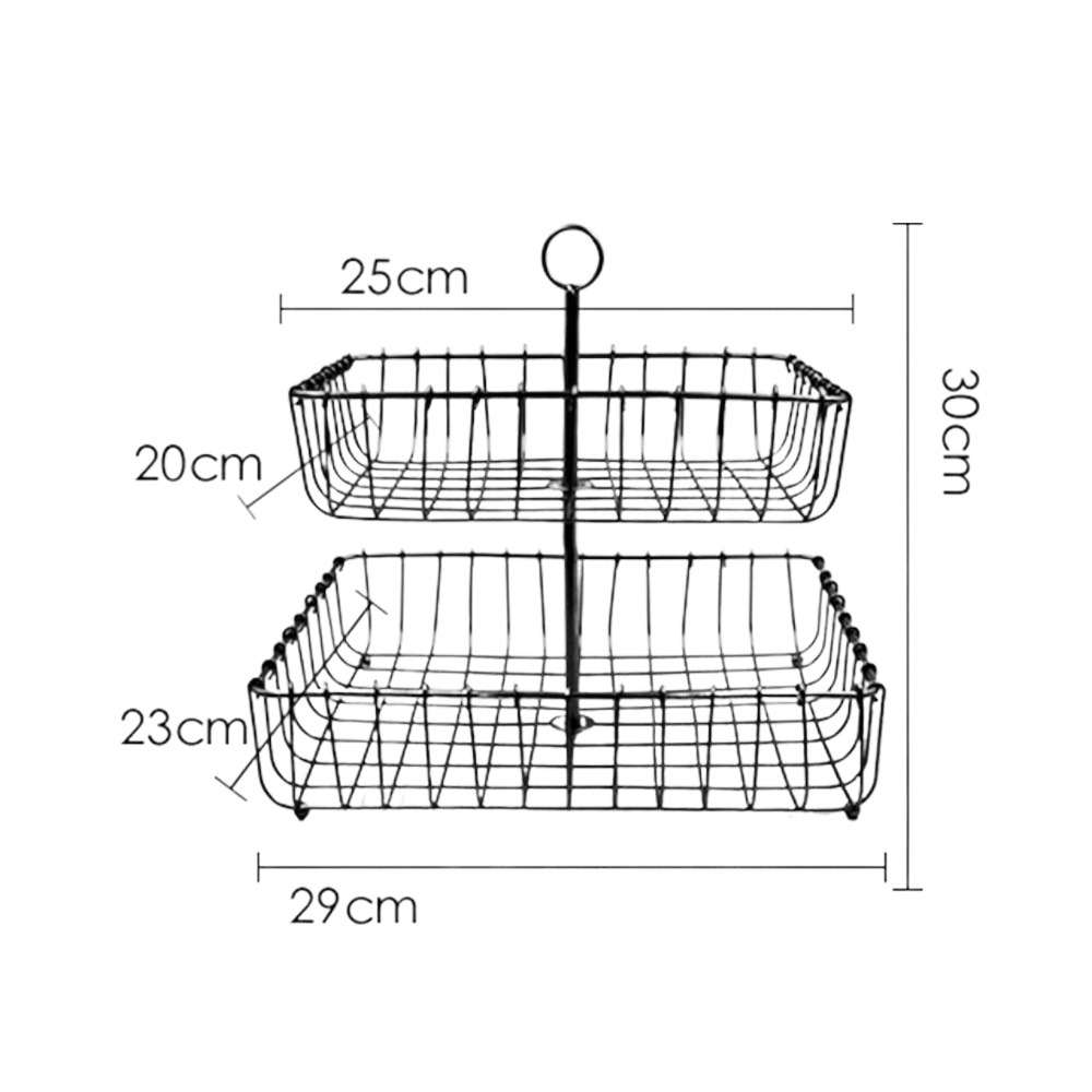 Transfronterizo nórdico cesta de fruta de hierro hogar snack fruta plato fruta cesta decoración in estilo bandeja de doble capa