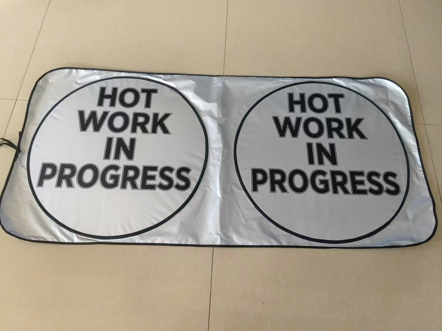 Universal heat insulation sun shield coated silver cloth car double ring sun visor printed LOGO car sun shield