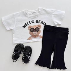 Korean Children's Cartoon Cute Bear Short-Sleeve T-Shirt for Boys and Girls