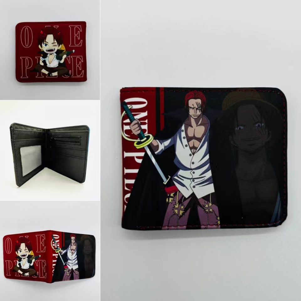 One Piece One Piece Cartera de dibujos animados japoneses Luffy Choba Solon plegable estudiantes PU cartera de cuero corta
