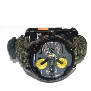 Outdoor Emergency Watch Life-Saving Compass Fire Stick Survival Escape Camping First Aid Mountaineering Watch Umbrella Rope Strap
