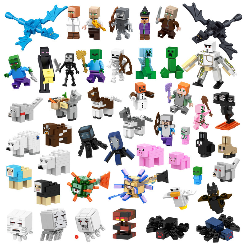Domestic Educational Building Blocks Minecraft Series Minifigure Steve Ender Dragon Evil Ghost Skeleton Village Assembled Boy