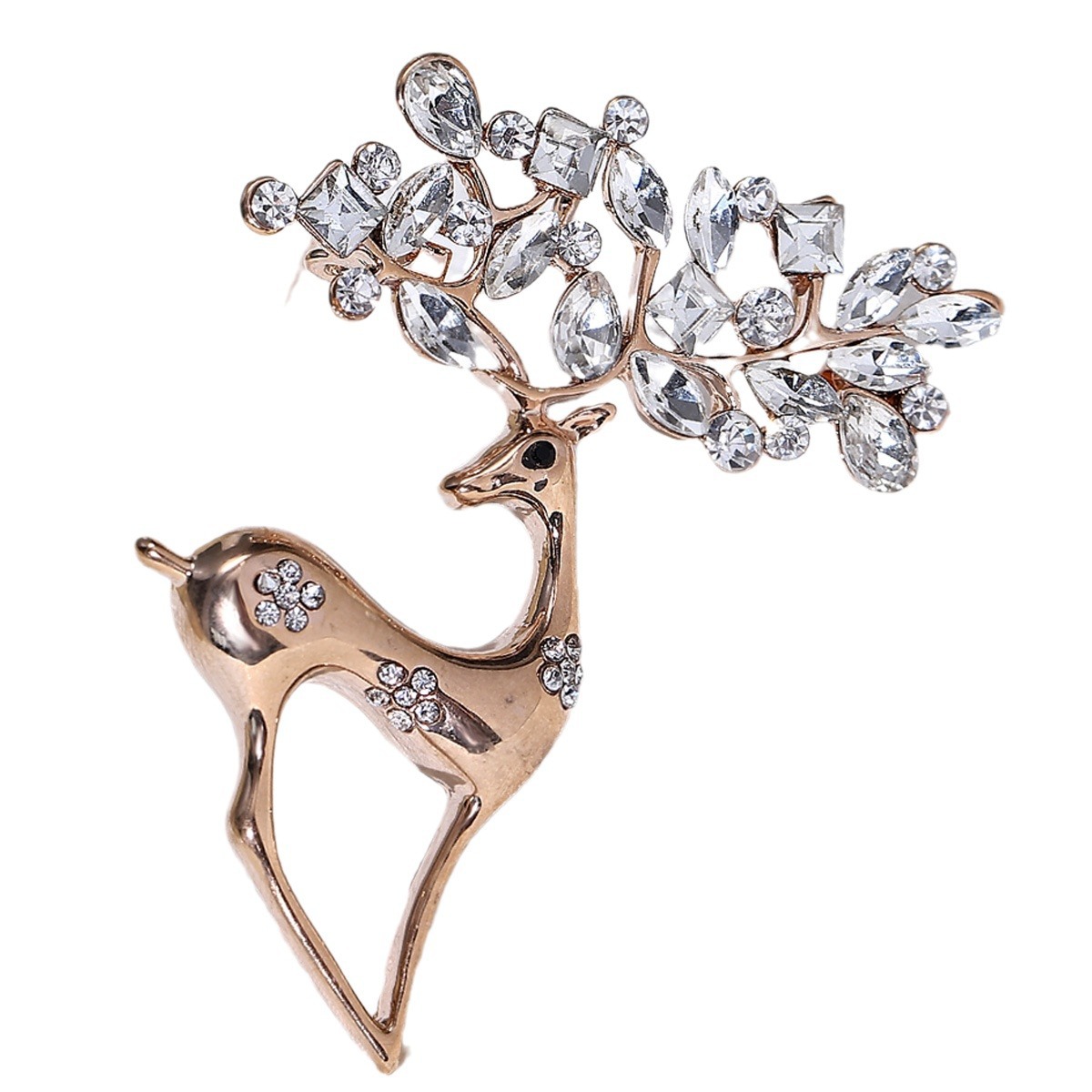 Europa y América Navidad broche de cristal ramillete elegante Ropa Accesorios ciervos animales moda creativa personalidad PIN