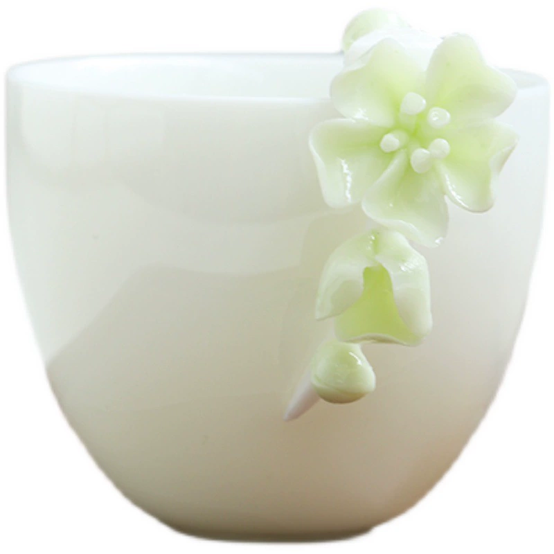 Xyft Mr. Jiale Dehua mutton-fat jade white porcelain hand-kneaded flower cup tea set tea cup personal tea cup master cup female
