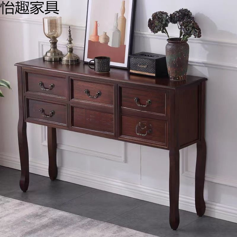 欧式四斗柜储物柜抽屉柜玄关台餐边美式全实木六斗柜卧室收纳柜