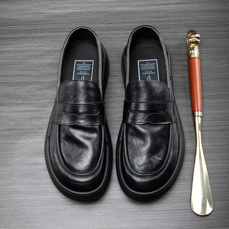 2023 новые кожаные лоферы без шнуровки, ленивые туфли, универсальные деловые повседневные кожаные туфли, мужские туфли на плоской подошве