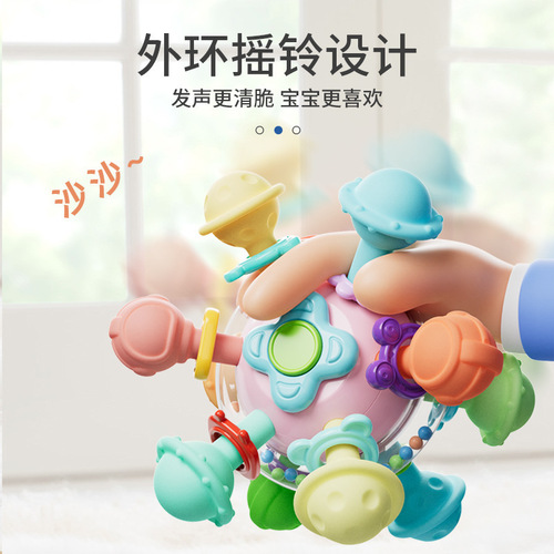 Manhattan hand ball 0-6 months baby teether anti-eating hand baby oral toy molar stick 4 months old can bite
