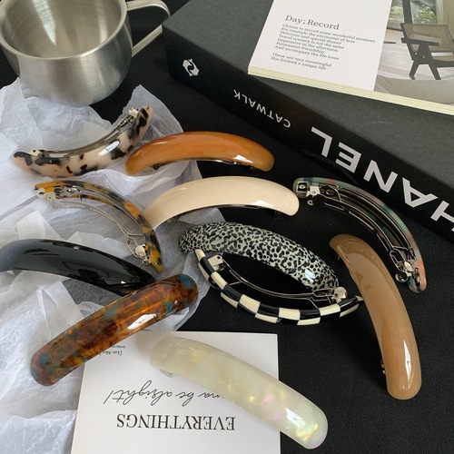 Korean atmosphere ~ acetic acid hairpin for women's back of head ins simple hair one-word clip elegant spring clip headwear