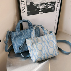 Canvas letter print handbag small square trendy new cross-border wholesale Thailand celebrity GW women's shoulder and crossbody bag