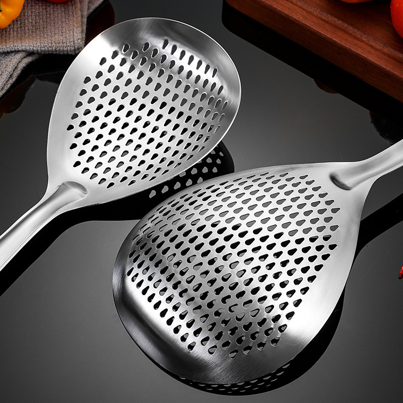 Mango de madera maciza engrosado, colador de pimienta de acero inoxidable, bola de masa, bola de masa, escurrir, freír, filtrar, filtrar, filtrar, cocina, hogar