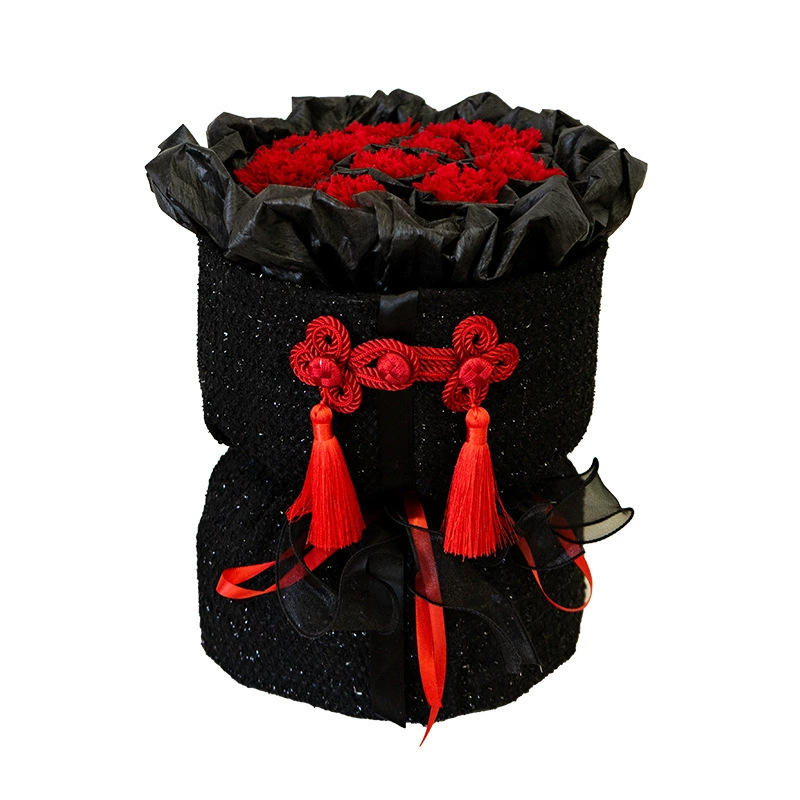 Día de la Madre Flor inmortal ramo de claveles chino nudo decoración pequeña fragante viento abrazar barril regalo de rosas de San Valentín